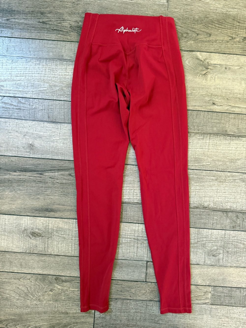 Alphalete Red Script-Logo Performance Leggings - Picture 2 of 2